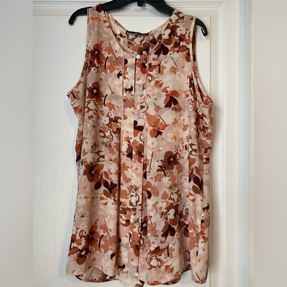 Rose & Olive Floral Sleeveless Top SZ L